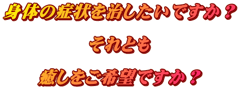 身体の症状を治したいですか？それとも癒やしをご希望ですか？